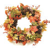 20" Autumn Harvest Fall Leaves Pumpkins and Berries Wreath
