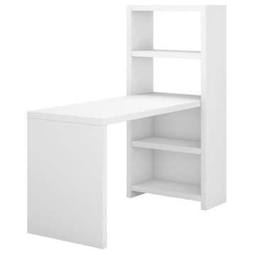 Scranton & Co 56" Engineered Wood Bookcase Desk with 4 Shelves in Pure White