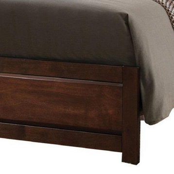 Benzara BM225057 Wooden Eastern King Bed with Sleek Legs, Walnut Brown