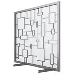 Urban Ironcraft - Squares Firescreen, With Mesh - Listed here is our "Squares" fireplace screen. This is one of our most popular designs, and works well for that Transitional or Modern setting.