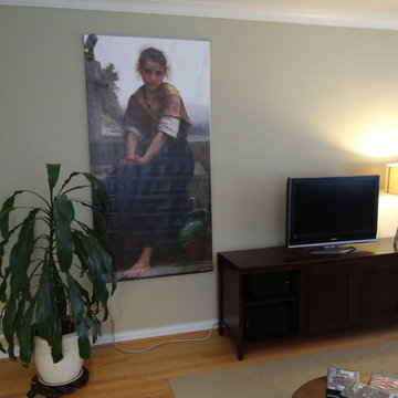 Family room with Legion of Honor Art Museum "Bouguereau" Wall Hanging