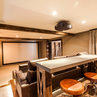 Home theater - industrial home theater idea in Atlanta