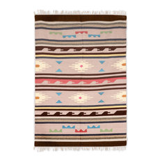 NOVICA Geometric Rainbow And Wool Area Rug  (4X6)