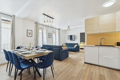 Exemple d'une salle à manger tendance.