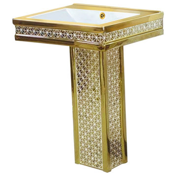Decorative Gold Pedestal Sink, 24" W