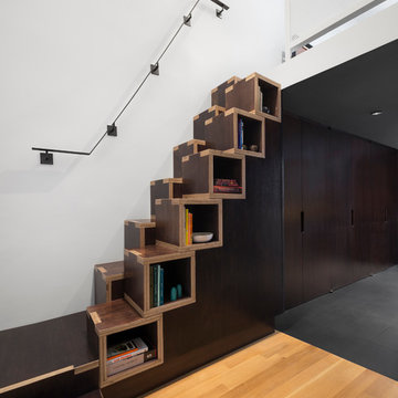 Village Loft Built In Stair Bookcase