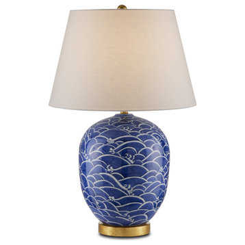 Nami 1-Light Table Lamp, Blue/White/Gold Leaf