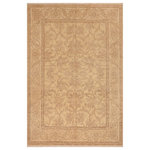 Bareens Designer Rugs - Classic Ziegler Sharron Tan Brown Hand-Knotted Wool Rug - 7'11'' x 9'11'' - Enhance the ambiance of your home with this magnificent Persian-influenced Turkish hand-knotted rug made by skilled artisans capable of creating the most exceptional vegetable dyes and hand-spun wool. This exquisite handmade rug is a one-of-a-kind Peshawar Kafkaz, otherwise identified as Chobi, Chobi Peshawar, Oushak, or Ziegler rug. These handmade rugs are crafted in Pakistan utilizing superior-quality wool imported from Australia, New Zealand, and Korea in two types of weaves: the Persian weave and the Mori weave. This rug is meticulously crafted by hand using the finest natural vegetable dyes extracted from local plants. The artisans use a blend of hand-spun local and fine merino wool, resulting in a rug with a compelling texture, higher lanolin content, and longer staple. The artisans occasionally incorporate natural or artificial silk into the pile to enhance specific motifs. The finished product is an awe-inspiring execution of flawless design and an understated palette that exudes elegance.