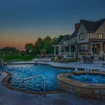 Morris, IL Freeform Swimming Pool and Hot Tub