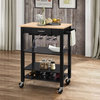 Kitchen Cart With Wooden Top, Natural & Black