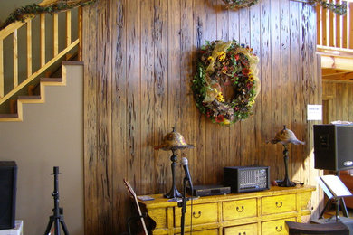 Example of a large mountain style great room design in Miami