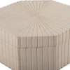 Resin, Set of 2 6/8" Hxgon Boxes, Ridge Design, Ivory