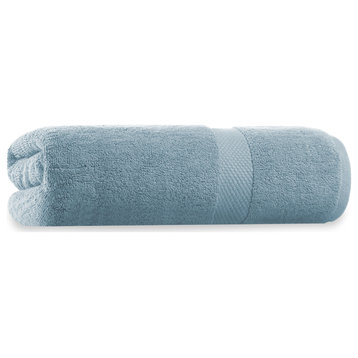 Delara 1-Piece 100% Organic Cotton Plush Bath Sheet, 36"x70", Light Blue