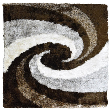 Hand Tufted Shag Polyester Area Rug Contemporary Multicolor, [Square] 10'x10'
