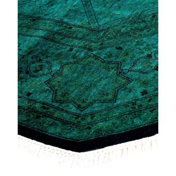 Fine Vibrance, One-of-a-Kind Hand-Knotted Area Rug Green, 6' 1" x 6' 1"