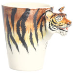 Blue Witch Ceramics Inc. - Tiger 3D Ceramic Mug, Orange - Fun, unique, and convenient, the Tiger 3D Ceramic Mug is the perfect addition to your mug collection. Made of microwave and dishwasher-safe ceramic, nothing can stop you from enjoying your favorite beverage in style. Its positively charming three-dimensional and hand-painted design makes a playful and quirky tribute to your favorite animal, environment, or activity.