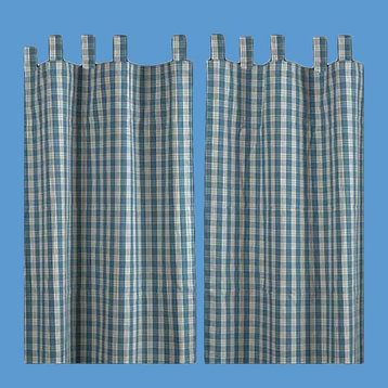 Curtains Blue 100% Cotton Panels 84" x 90" |