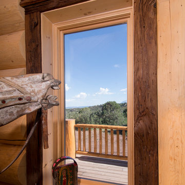 Log home with mushroom wood trim accent and skip-planed Traiblazer floor