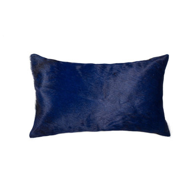 Torino Cowhide Pillow, Navy, 12"x20"