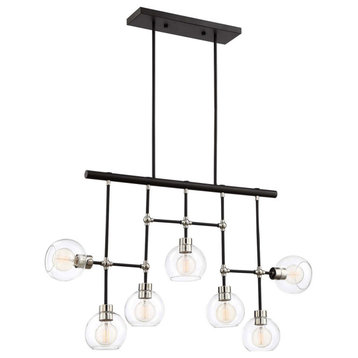 Pierre 7 Light Chandelier in Polished Nickel And Matte Black With Glass