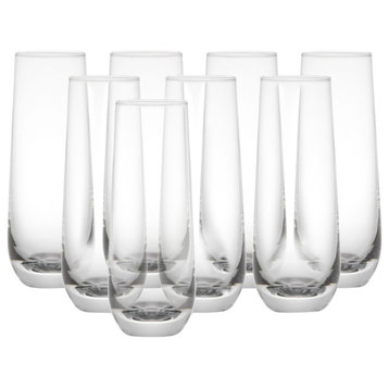 Milo Crystal Stemless Champagne Flute Glasses 9.4 oz, Set of 8