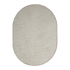 Abstract Contemporary Stripes Modern Plush - Easy Fit Beige, 3' x 5' Oval Rug
