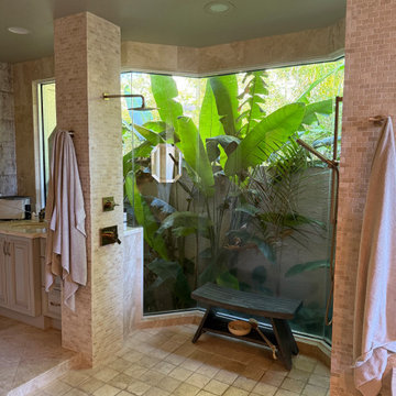 Versace-inspired primary bathroom suite