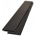 Wood Panel Wall USA - Acoustic Slat Wood Panels 2-Pack, Black, 8' - These astonishing Dark Charcoal or Black Wood Slat Panels can control the tone and aura of your vicinity. It maybe dark but this can enhance your place with a proper combination of lightings. The panels can be easily applied and installed to both walls and ceilings that can help to beautify any residential and commercial area. The space between each slat is 10mm and it has 21mm thickness.