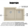Karran 32" Undermount Double Bowl 60/40 Quartz Kitchen Sink Kit, Bisque