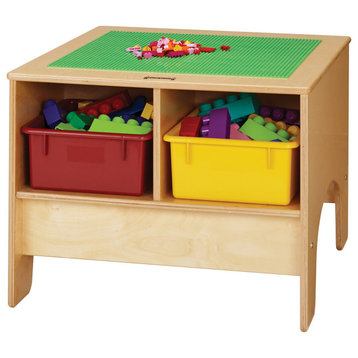 JKYDZ Building Table - Traditional Brick Compatible - with Colored Tubs