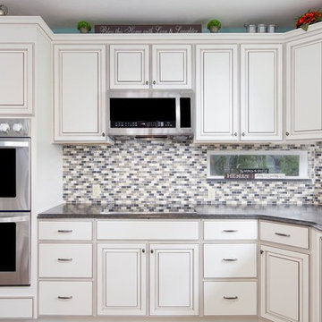 Modern Kitchen Update Done in a Painted White and Burnt Wood Glaze