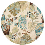 KAS - KAS Havana 2630 Ivory/Blue Oasis Area Rug, 7'6" Round - Lush, tropical designs bring you into another world with our Havana Collection. 100% multi textured wool is hand tufted with hard-twist accents, bringing exceptional texture and dimension to each piece. Rich, nature-inspired colors will bring tropical warmth into your home.