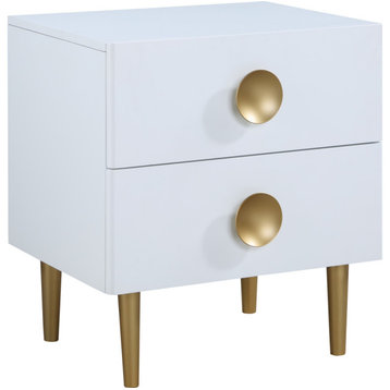 Zayne Wood / Metal Contemporary Nightstand, Rich White Finish