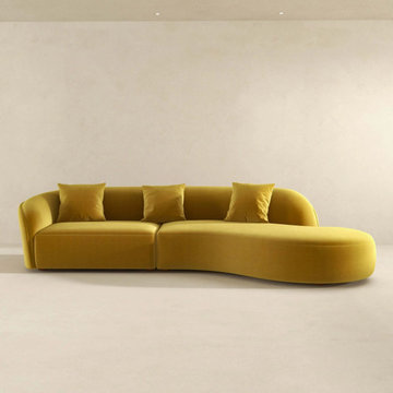 Elijah Japandi Style Curvy Sectional Sofa - Dark Yellow