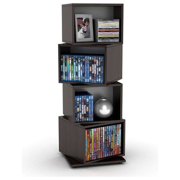 Atlantic 4-Tier Individual Rotating Cube Bookcase w/ Stationed Base in Espresso