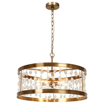 LNC Modern/Contemporary Gold 6-Light Drum Crystal Chandeliers