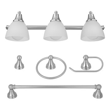 5-Piece Estorial Brushed Steel All-In-One Bath Set