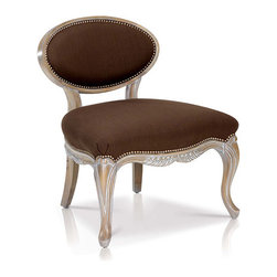 Saunders Louis XV Chocolate Linen Slipper Chair - Armchairs And Accent Chairs