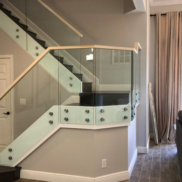 Glass Railings with Standoffs and Wood Handrail