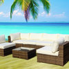 Outdoor Patio Furniture Sofa All-Weather Wicker Sectional 7-Piece Couch Set