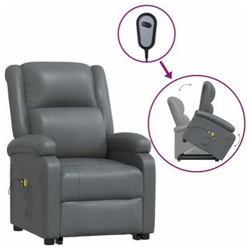 vidaXL Massage Chair Electric Lift Chair for Elderly Anthracite Faux Leather