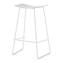 Winnie Matte White Stool With Italian White Leather Seat by Glid Studio - Bar Stools And Counter Stools
