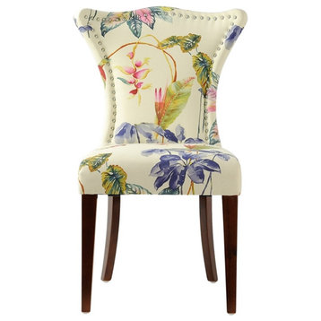 Paradise Upholstered Accent Chair Off White Floral Fabric