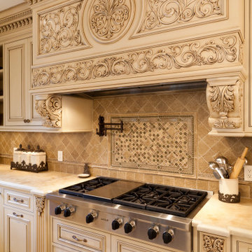 Classic hand carved patina kitchen North Caldwell, NJ