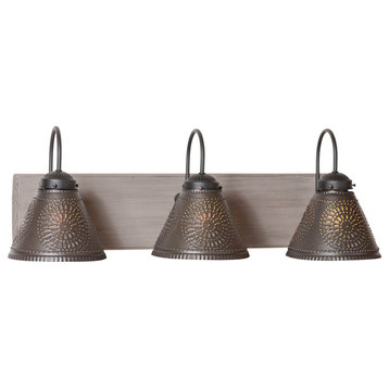 Irvins Country Tinware 3 Light Crestwood Vanity Light in Earl Gray