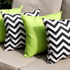 Sundeck Lime Green And Chevron Black And White Outdoor Throw Pillow, Set of 4