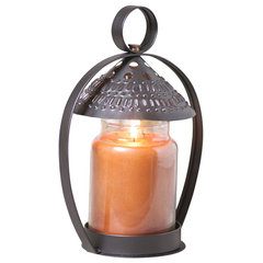 Small Rustic Brown Indoor/Outdoor FireGlow Hurricane Lantern with Dimmer  Switch - 4 Lanterns 