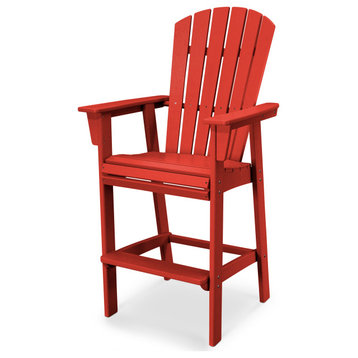 POLYWOOD Nautical Adirondack Bar Chair, Sunset Red