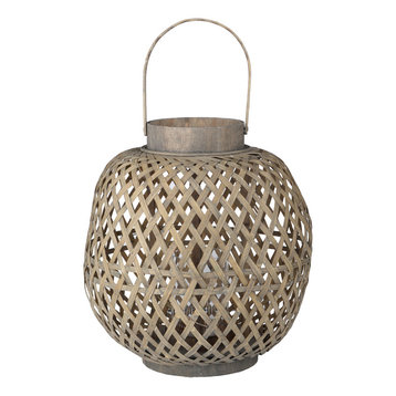 Cocnio Wood Lattice Lantern-Oval D13x14"