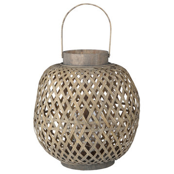 Cocnio Wood Lattice Lantern-Oval D13x14"